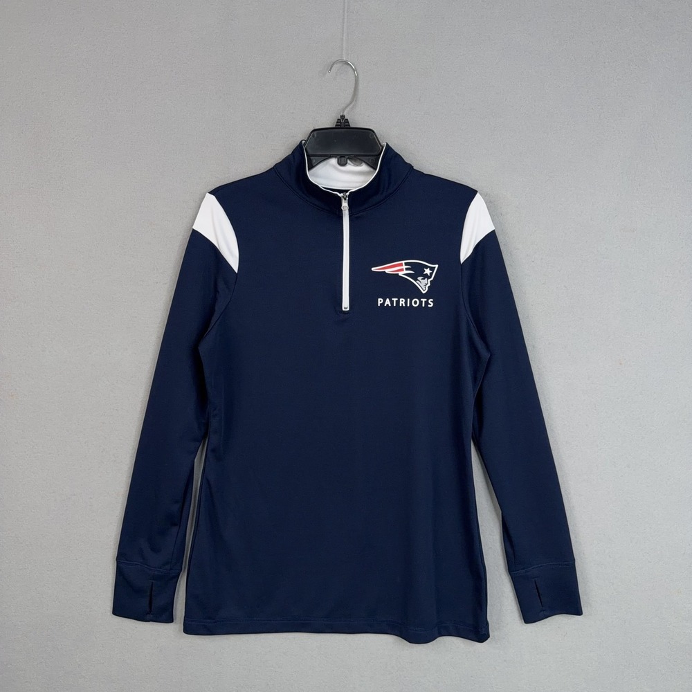 New England Patriots Shirt Womens Large Blue NFL Football Performance Pullover
